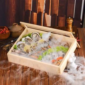 Tái Sử Dụng Rắn Nhật Bản Sashimi Gỗ Hộp Sushi <span class=keywords><strong>Container</strong></span> Nấu Ăn Hộp Ăn Trưa Với Acrylic PMMA Rõ Ràng Có Nắp Đậy Cho Cao Cấp Nhà Hàng - Product Image 6