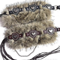 Ceinture en fourrure style punk millénaire pour femme, accessoire Y2K tendance pour la décoration de jupes et robes pull