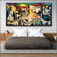 Impression sur toile d'art populaire Pablo-Picasso-Guernica, décoration de salon, art mural moderne, impression à l'encre imperméable encadrée