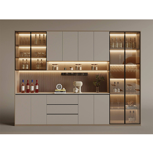 Meuble de salon personnalisable en usine, design moderne style ferme, vitrine de rangement avec portes vitrées, support en bois, mobilier de maison - Product Image 1