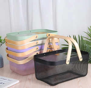 سلة معدنية شبكية من الخيزران والخشب لتخزين البصل والبطاطس سعة 18 لتر مع مقبض محمول للمطبخ لتخزين الفواكه والخضروات - الأكثر رواجًا لعام 2026 - Product Image 2