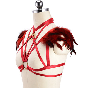 Lencería Sexy para Mujer con Plumas, Ropa de Baile para Festivales Rave, Control de Nivel Superior para Juegos de Rol Eróticos, Disfraz BDSM - Product Image 4