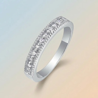 Bague en moissanite empilable pour femme, style coréen simple et élégant, incrustation géométrique/circulaire, inaltérable, tendance, style bureau