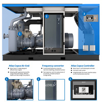 Compresseur d'air à vis rotatif électrique sans huile, refroidi par air, lubrifié, robuste, 180 kW 240 CV, original pour bloc d'air