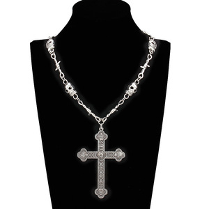 <b>Cross</b> Pendant Necklace Tibetan Silver Gothic Design Skull <b>Chain</b> Fashion Jewelry for Men Women - Product Image 2