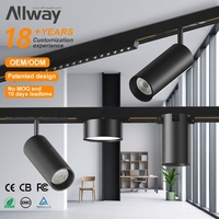 ALLWAY Projecteur sur rail magnétique personnalisable, éclairage LED sur rail en aluminium, spot magnétique LED pour éclairage commercial