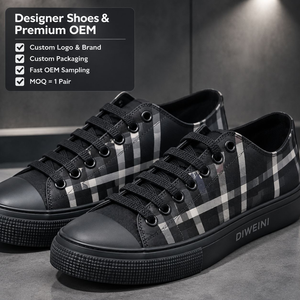 Zapatillas de Lona a Cuadros Blancas y Negras de Diseño de Lujo para Hombre y Mujer, Zapatos para Caminar de Alta Calidad, Zapatillas, Tenis, Nuevas - Product Image 1