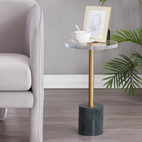 Table basse moderne de luxe en acrylique, design monocouche avec base en marbre et métal doré pour salon