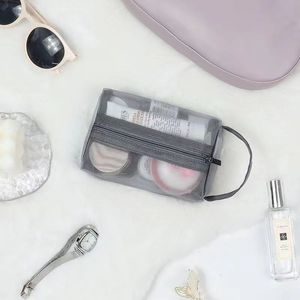 <b>Mesh</b> Cosmetic Storage Bag Set Gray 1-3L With Zipper For Makeup Organizer - Product Image 2