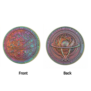 Moneda Conmemorativa de Cobre Fino .999 de 1 oz, Redonda, Estampada con Mapa de Estrellas Antiguo Globus Coelestis, Patina Arcoíris, Medallón Celestial - Product Image 2