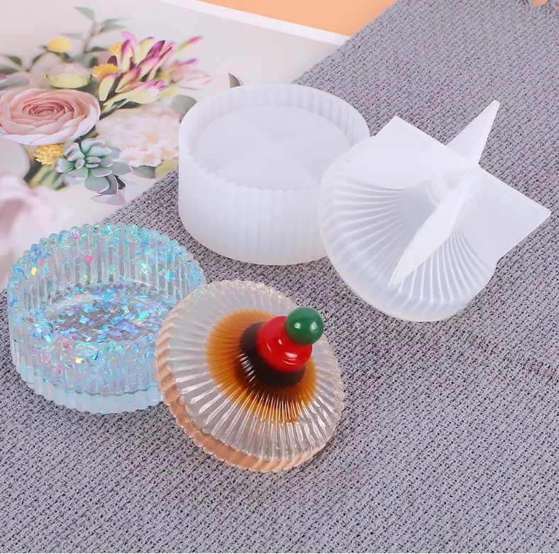 Wholesale Custom DIY Round Shape 3D Jewelry Storage Box Silicone Mold for Plaster Gypsum Epoxy Resin