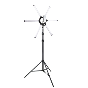 Aro de Luz LED Plegable de 120W Súper Brillante con 6 Brazos, Soporte para Teléfono con Trípode para Transmisión en Vivo, Fotografía, Iluminación de Relleno, Plástico - Product Image 1