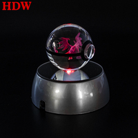 NEW Arrival 50MM 80MM Crystal 3D Ball Action Figure Crysta Glass Ball Sphere Led Night Light pour les cadeaux de Noël