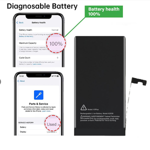 Batería de diagnóstico sin soldadura de 4383 mAh y 0 ciclos con 100% de salud, sin pop-ups, para iPhone 15 Plus, CE RoHS - Product Image 1