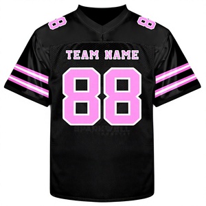 Jersey de Fútbol Americano Personalizado Negro y Rosa, Cuello en V, Manga Corta, Malla Transpirable, Número 88, Uniforme Unisex para Adultos - Product Image 2
