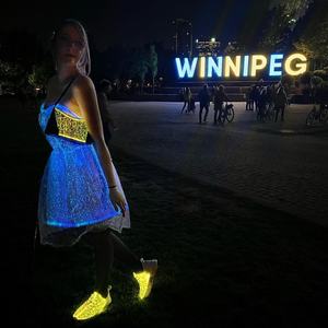 <span class=keywords><strong>Robe</strong></span> de soirée lumineuse à fibres optiques LED pour fête de <span class=keywords><strong>cocktail</strong></span>, carnaval, soirée, <span class=keywords><strong>robe</strong></span> de danse lumineuse - Product Image 2