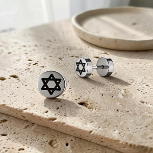 Boucles d'oreilles clous en acier chirurgical 316L Smiley Star Yin <span class=keywords><strong>Yang</strong></span>, disque rond émaillé, pour piercing tragus hélix, accessoires de bijoux corporels - Product Image 4