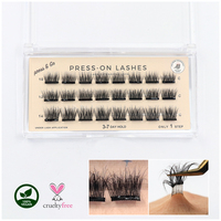 Faux cils étanches faits à la main 7-14 jours longue durée pré-collés colle noire bricolage cluster Nature cils