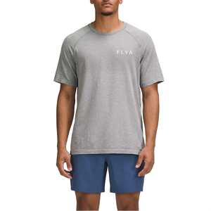 Custom Manufacturer Sportwear Fashion Custom Design Low MOQ High Quality OEM Design Flock Printing Gym Fit Short Sleeve <b>Tshirt</b> - Product Image 1