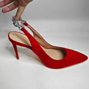 Élégantes Escarpins Stilettos Rouges Sur Mesure pour Femme, Sandales à Talons Hauts avec Semelle Intérieure en PU, Tige en Daim Sexy pour Fêtes Estivales - Product Image 4