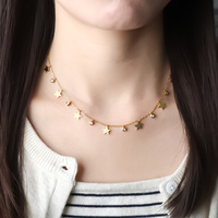 Collier Plaqué Or 18 carats Bijou Anti-Ternissement, Pendentif Trèfle à Quatre Feuilles avec Zircon, Collier Étanche en Acier Inoxydable pour Femme