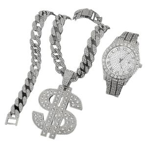 Collar con Colgante de Moda Hip Hop Europeo-Americano, Cadena Cubana con Dólares Incrustados de Diamantes, Accesorio Genial para Baile Urbano y Discoteca - Product Image 5