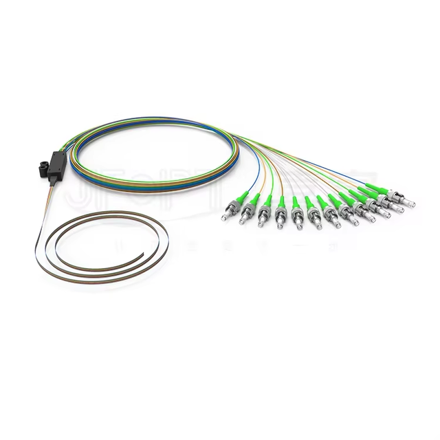 12-Core Simplex High-Density ST Ribbon Pigtail Fiber Optic Cable OS2 PVC/LSZH Sheath with APC/UPC Connector Low Insertion Loss