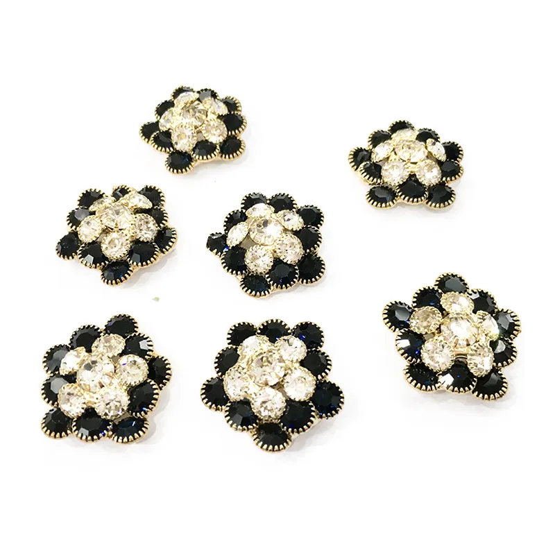 Boutons de strass en forme de fleur bricolage diamants cousus à la main pour vêtements boutons de couture décoratifs