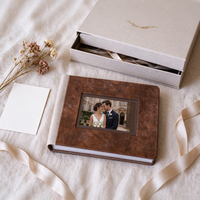 Album photo de mariage 21x16 cm avec couverture en lin, fenêtre de présentation photo, album souvenir rigide pour acheteurs en gros, cadeau