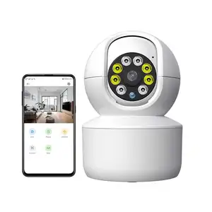 Kamera keamanan rumah jaringan wifi google, penyimpanan cloud kartu SD mikro penglihatan malam HD mendukung alexa rumah