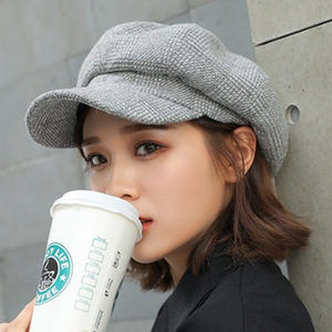 Gorro octogonal a cuadros Retro para mujer de otoño-invierno, sombrero de <span class=keywords><strong>pintor</strong></span> de lana, sombrero de boina británico para mujer - Product Image 3