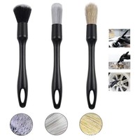 Ensemble de brosses de nettoyage automobile - Brosse de nettoyage intérieur à poils doux avec tête de brosse remplaçable - Ensemble d'outils de lavage de voiture