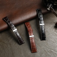 Bracelet de montre Lionorm OEM pour homme, en cuir de veau à motif crocodile, confortable, personnalisé, 18, 20, 22, 24 mm, doux et respirant