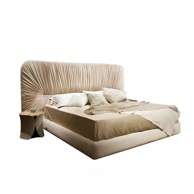 Conjunto de mobília de quarto de luxo de melhor qualidade cama king-size moderna e simples de pano cama de casal