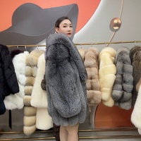 Manteau en fourrure de renard véritable confortable, exporté par une usine chinoise, fourrure de renard teinte, long manteau en fourrure de renard véritable pour femmes