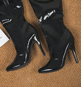 אופנתי עמיד למים הברך הצביע-גבוה ברכיבה מגפי רוכסן שחור-על נשים עקבים גבוהים סקסי - Product Image 3