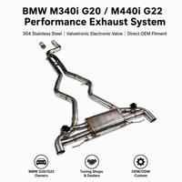 Échappement arrière en acier inoxydable Valvetronic pour BMW M340i G20 M440i G22, fixation directe sur le diffuseur d'origine.