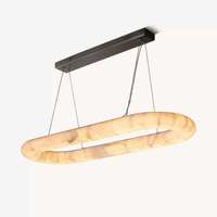 Lustre en bois en forme de rectangle long, LED, hauteur réglable, corps noir, lumière blanche chaude 2700K, éclairage pour salon
