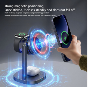 Support de <span class=keywords><strong>chargeur</strong></span> sans fil à dissipation thermique, nouveau <span class=keywords><strong>chargeur</strong></span> magnétique multifonctionnel 3-en-1, station de charge de bureau - Product Image 3