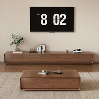 Consola de TV y Mesa de Centro Moderna y Compacta Todo en Uno, Unidad Delgada para Montar en la Pared con Almacenamiento Inteligente para Sala de Estar, Hotel, Escuela