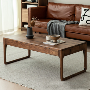 Ánh Sáng Cổ Điển Sang Trọng Rắn Gỗ Bàn Cà Phê Óc Chó Màu Đen Teapoy Di Chuyển Kết Hợp Đồ Nội Thất Phòng Khách Cho Nhà Sử Dụng - Product Image 3