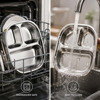 Vaisselle pour enfants en acier inoxydable 304 de qualité alimentaire sans BPA, résistante au lave-vaisselle, assiette antidérapante pour bébé avec ventouse