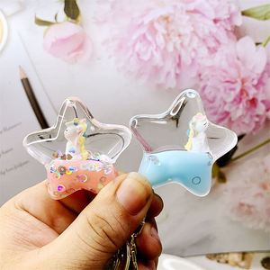 Creative Moving Liquid Quicksand Keychain Five-pointed Star <b>Floating</b> Keyring for Women Charm Bag Pendant Keyfob Kids Gift - Product Image 4