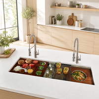 Évier de cuisine personnalisé en acier inoxydable 304 brossé, à encastrer sous plan, à cuve unique, avec égouttoir pratique