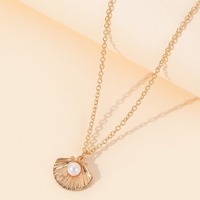 Collier d'été en perles d'imitation simples et élégantes en forme d'éventail en or 18 carats
