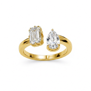 Women's Yellow Gold Lab Grown <b>Emerald</b> Cut Diamond Engagement <b>Ring</b> IGI Certified Diamond <b>Ring</b> In 10K 14K 18K Gold 925 935 <b>Silver</b> - Product Image 2