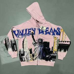 Felpa con Zip Grafica Valley <span class=keywords><strong>Dreams</strong></span> per Uomo e Donna Multi-Design (Sports Ape/Statua della Libertà/Stampa Vintage) Ecologica Antivento - Product Image 3