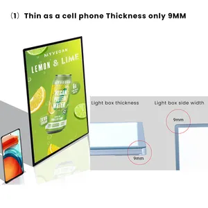 Tableau d'affichage à LED pour affiches, affichage rapide des menus, boîte à lumière LED mince suspendue