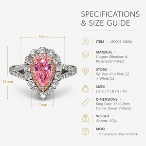 Anello a doppio strato a forma di goccia rosa per donna, design avvolgente, anello da indossare ogni giorno - Product Image 5