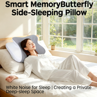 Oreiller intelligent en mousse à mémoire de forme avec sonores de bruit blanc intégrés sous l'oreiller pour application corporelle, couleur blanche